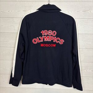 VINTAGE 1980 OLYMPICS MOSCOW BLUE TRACK JACKET FULL ZIP SIZE MEDIUM RARE!!